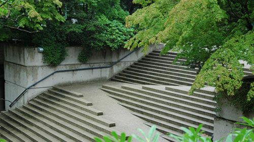 Photo of accessible stairs in Robson Square, Canada