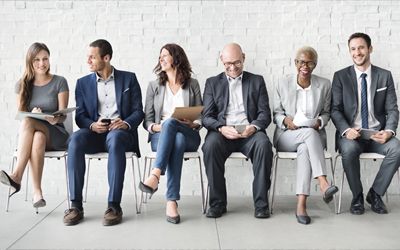 Job candidates waiting for recruitment screening